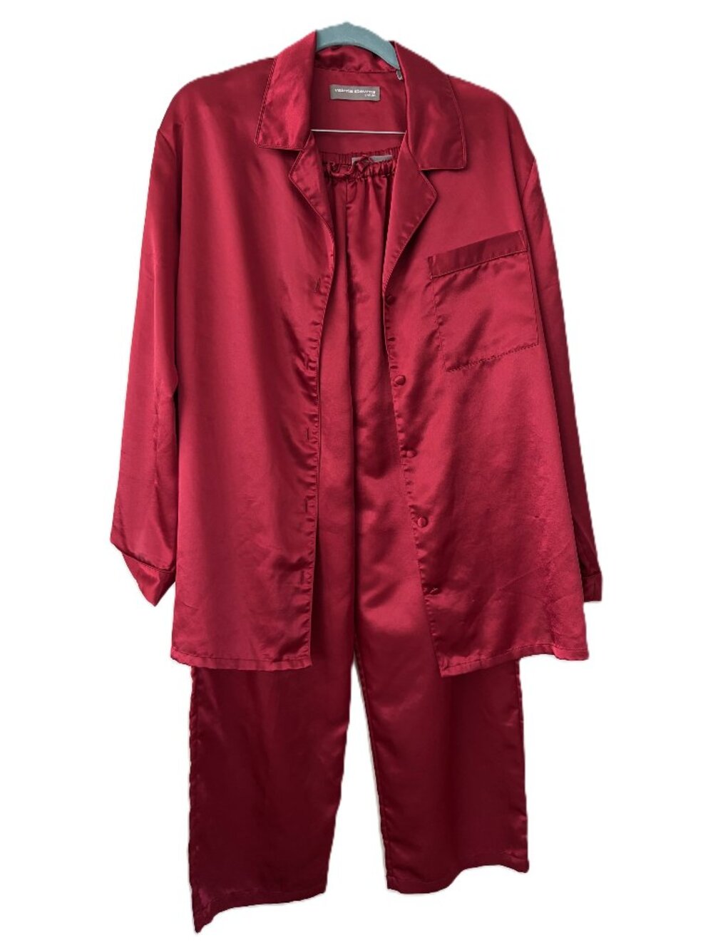 Valerie Stevens Red Satin Pajama Set | Petite Large